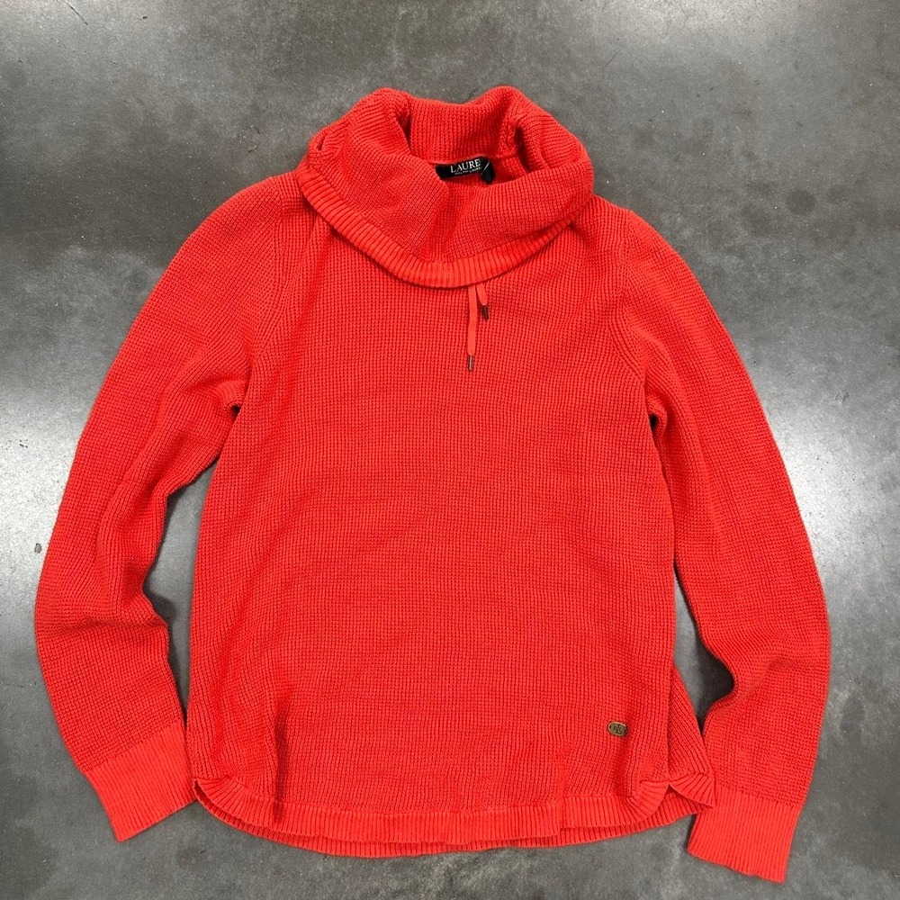 Lauren Ralph Lauren red waffle knit turtleneck pullover sweater Size Large